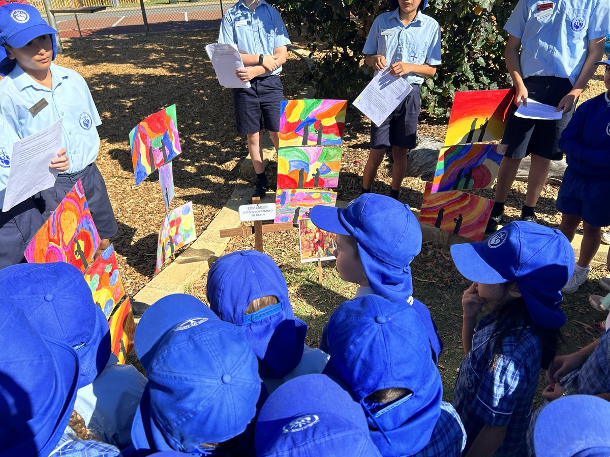 Eli_Crutto's tweet photo. Walking the Stations of the Cross with our Parish Priest and Parishioners, lead by our wonderful Year 6’s. Such a special reflection of some events of Holy Week. #ololnoll @Blakey2308 @JosephineVivan1 @JennBro73380481 @LianaMagri https://t.co/vGDmpanIAx
