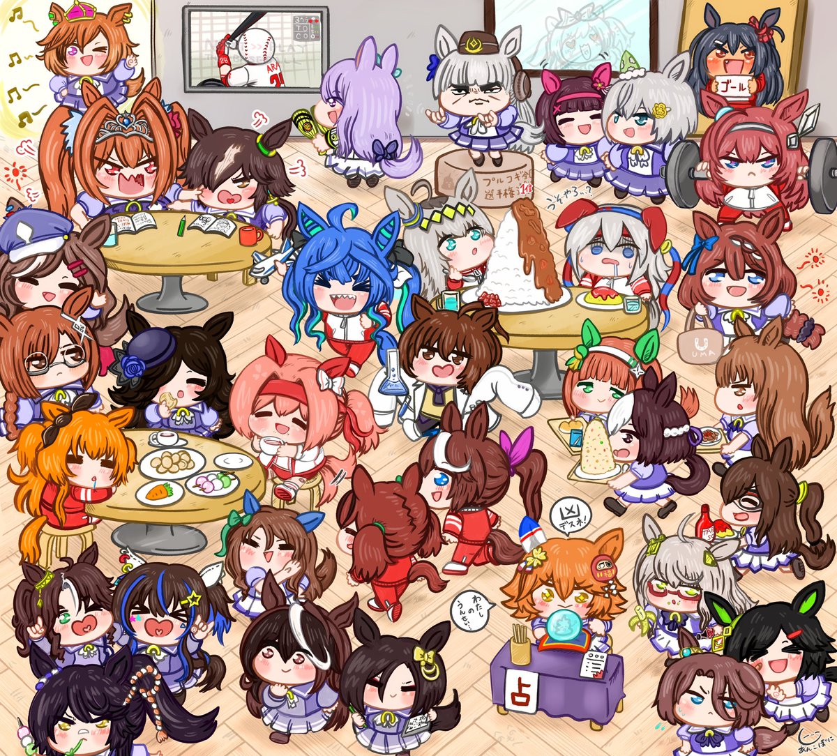 agnes tachyon (umamusume) ,daiwa scarlet (umamusume) ,haru urara (umamusume) ,manhattan cafe (umamusume) ,matikane tannhauser (umamusume) ,narita taishin (umamusume) ,oguri cap (umamusume) ,tokai teio (umamusume) ,twin turbo (umamusume) multiple girls animal ears horse ears tail 6+girls horse girl horse tail  illustration images