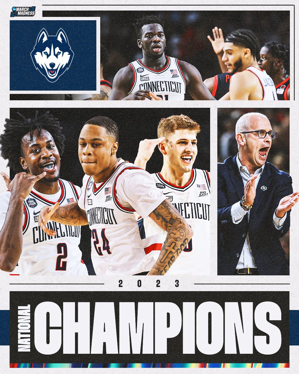 THE UCONN HUSKIES ARE NATIONAL CHAMPIONS 🏆

The Huskies knock off San Diego State 76-59 to win their fifth National Championship in program history 🙌 #NationalChampionship