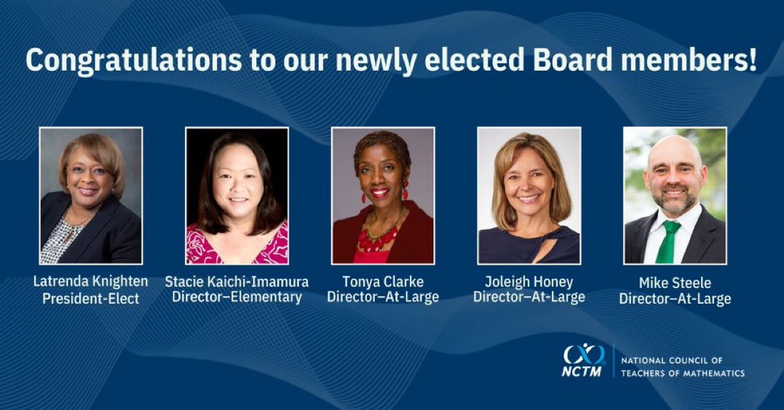 Congratulations to the new NCTM Board Members <a href="/Joleighhoney/">Joleigh Honey</a> -making Utah proud!