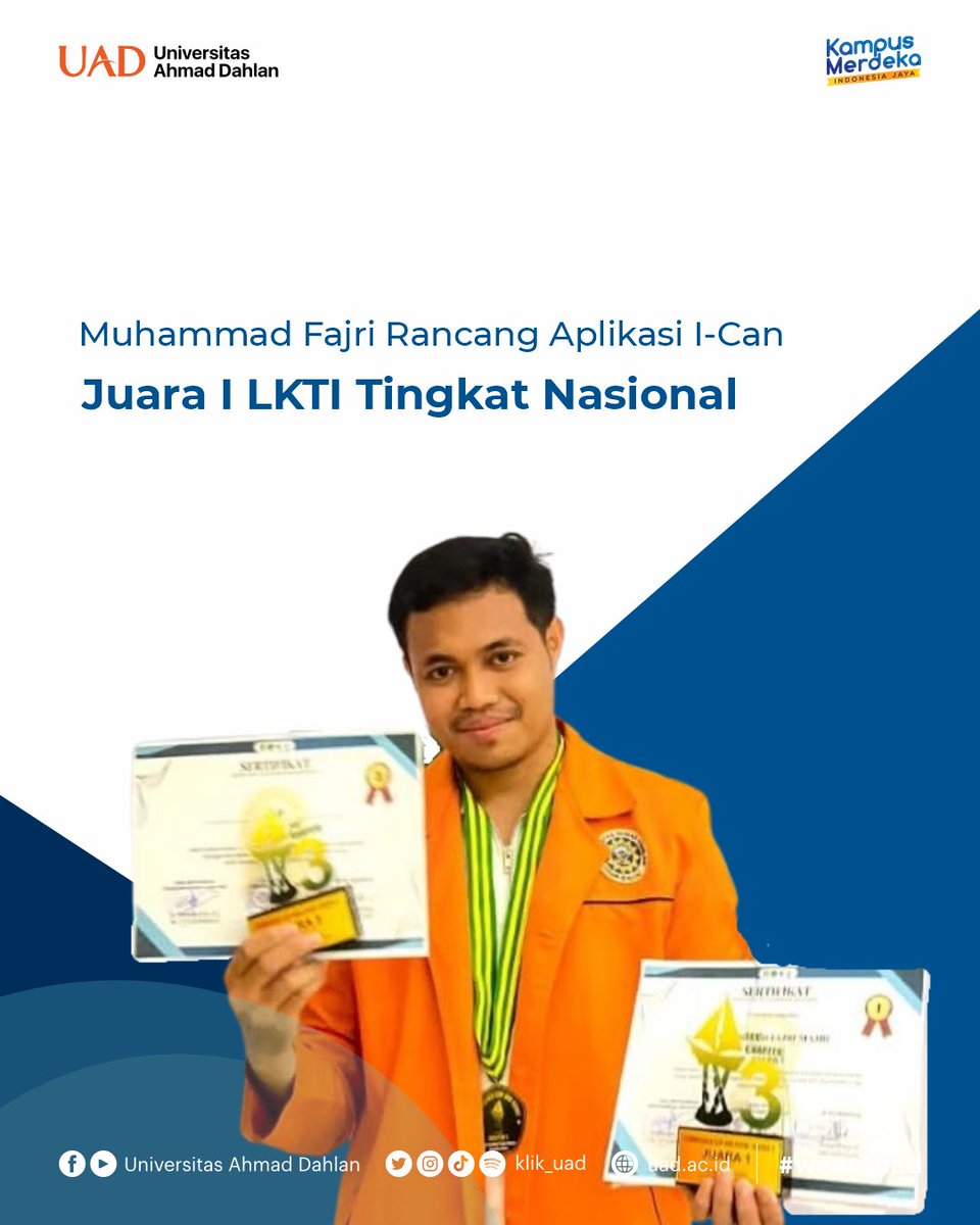 klik_uad's tweet photo. Mahasiswa UAD Raih Juara I LKTI Tingkat Nasional & Juara III Lomba Debat Nasional
-
Selengkapnya di https://t.co/0hEI6JnBDr
-
#uad #uadjogja #weareuad #universitasahmaddahlan #islamberkemajuan #muhammadiyah #yukkuliahdiuad #newsuad #prestasi #FCE #debatcompetition #LKTI https://t.co/0027lV4N41