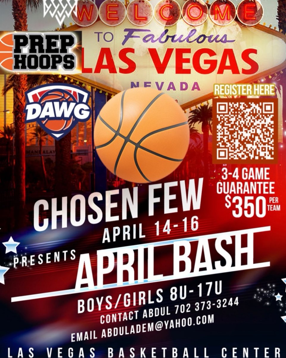 7outzbballclub1's tweet photo. We R 1 week away from #AprilBash presented by @ChosenPremier event:
- Open 2 boys and girls teams 8U 17U
- Open 2 post grad teams
- Has a 3 |4 game guarantee
- takes place at the LV π center
- will include π by @PrepHoops n @PrepHoopsNext
- will have π½ by @theballdawgs https://t.co/ozCzgQkwQa