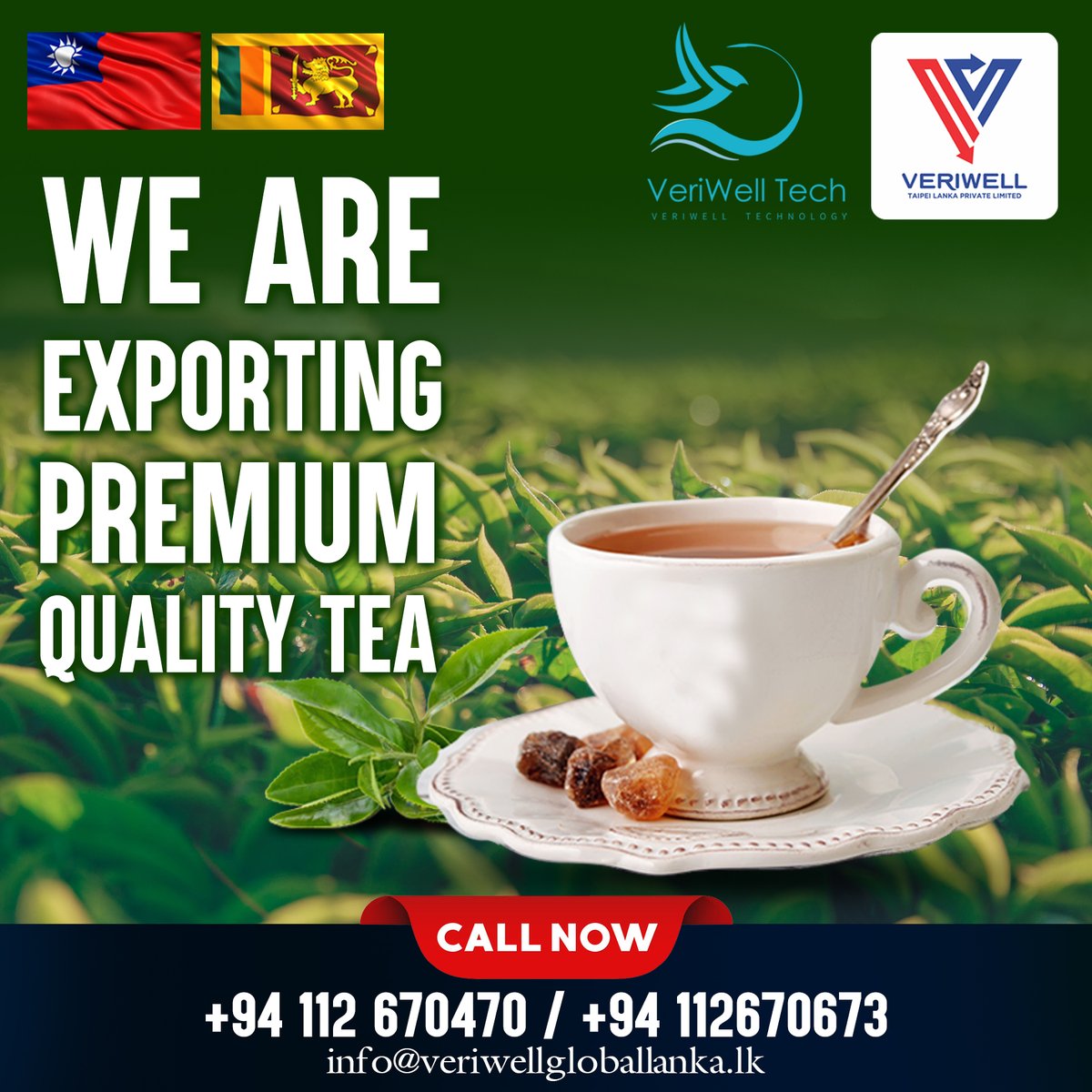 Popular Flavoured Tea for Global Market

#premiumtea #ceylon #teaexporter #naturaltea #original #healthylifestyle #ceylonproducts #taipeibusiness #taipei #srilanka #populartea #flavouredtea