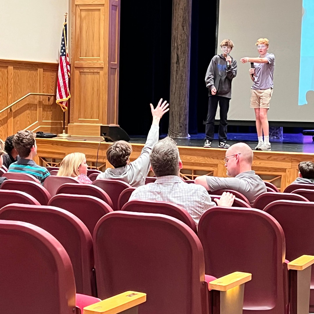 After nearly 2 weeks of research, product development &amp; preparation, Design Thinking 8 students pitched their inventions to several sharks. Like Shark Tank, students had to ask the sharks for an investment in their companies &amp; the sharks had to outbid others for the business.