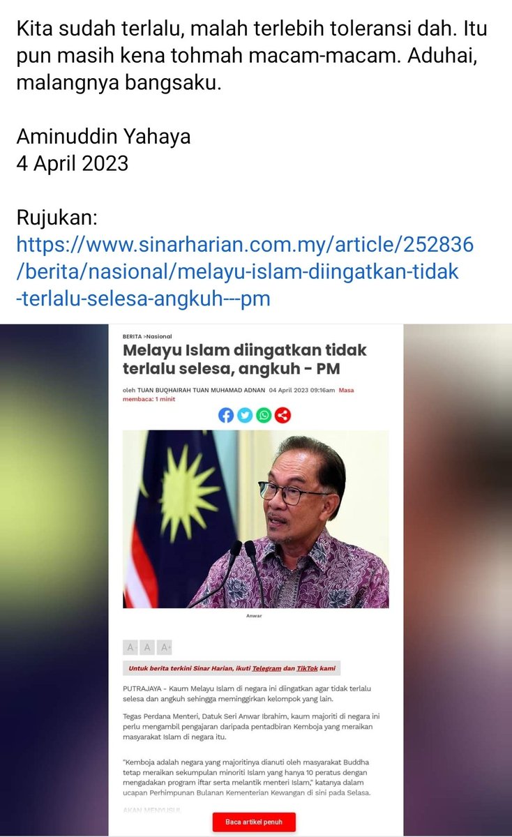 Pagi ini media melaporkan bahawa Perdana Menteri mengatakan agar orang Melayu Islam tidak terlalu selesa dan angkuh sehingga meminggirkan orang lain. 

Terus terang saya katakan kenyataan ini sangat mengejutkan.