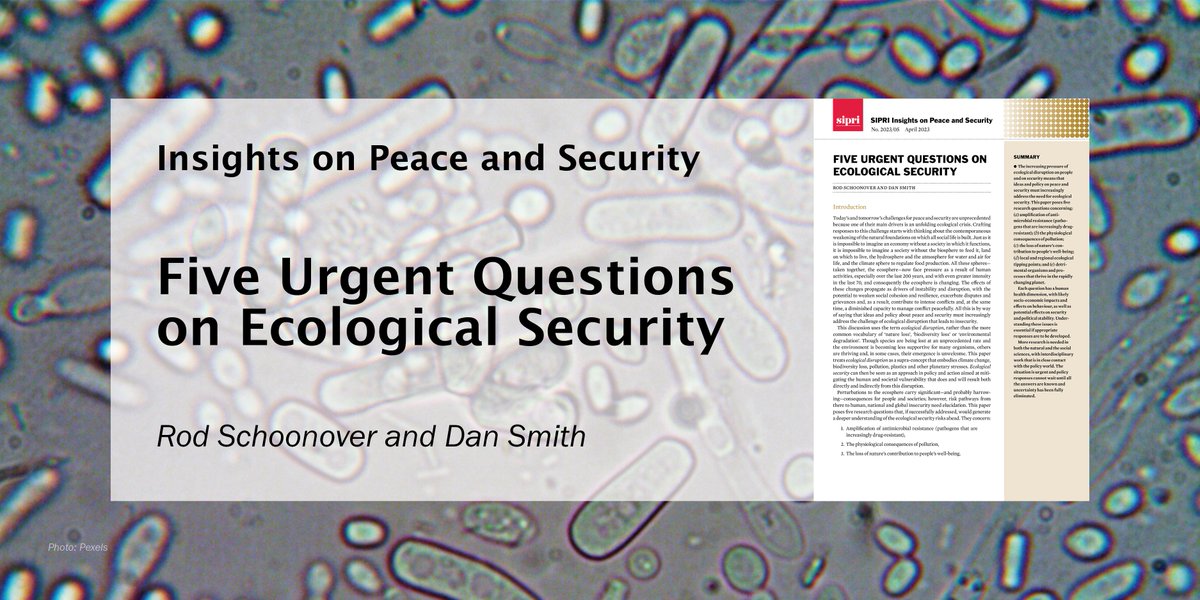 SIPRIorg's tweet photo. ‘If we identify a potential risk, is it really a good idea to wait until we have proof when disaster strikes before we take action?’—A new report by @dansmith2020 &amp; @RodSchoonover asks 5 urgent questions on what #EcologicalDisruption may mean for security➡️https://t.co/5pxoyYK8R4 https://t.co/TVvPUKTjQh