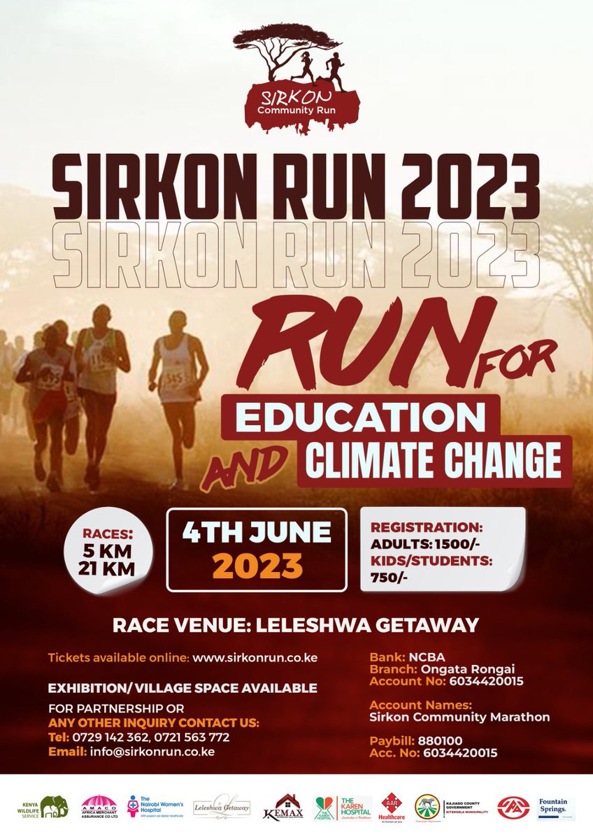 SirkonRun's tweet photo. Contact us via :
https://t.co/PhlBmRVSXA
+254 729 142 362 
+254 721 563 772

Powered By: KWS https://t.co/ur6MwxkS85