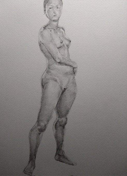 立ちポーズのデッサン 逆光! 