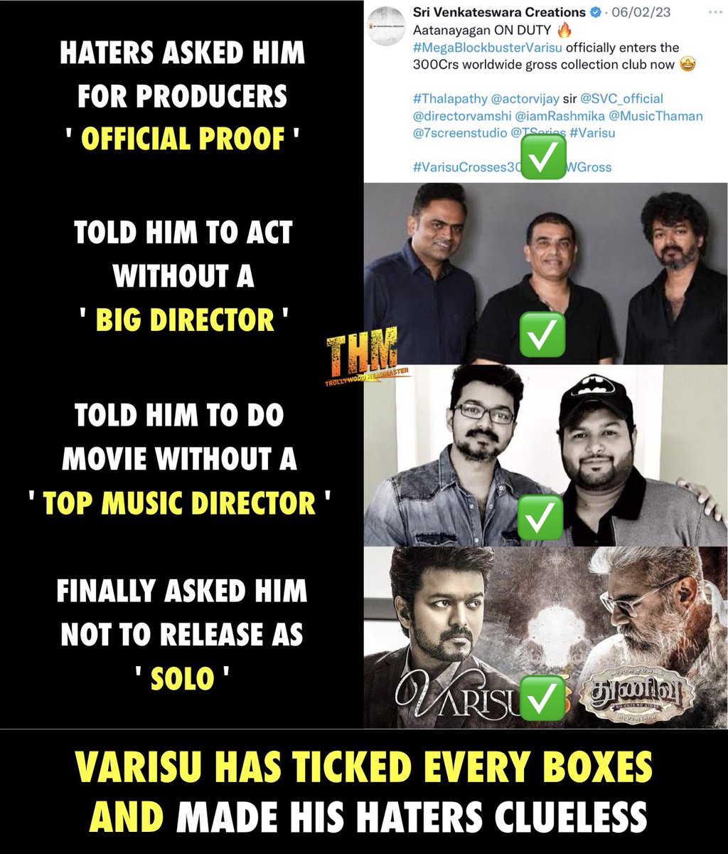 VJ_SK_AjayKumar's tweet photo. #MegaBlockbusterVarisu #Leo #VarisuPongalWinner #Varisu #ThalapathyVijay @actorvijay 
#BloodySweet..😎😎🔥🔥
#VarisuCrosses300CrsWWGross
#VarisuHits310Crs.. https://t.co/IFKvLc8qDB