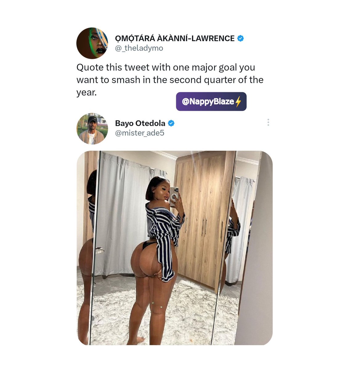 Nappyblaze's tweet photo. A thread of funny and savage replies 

1. A finished man😂 https://t.co/vV6LKBS9px
