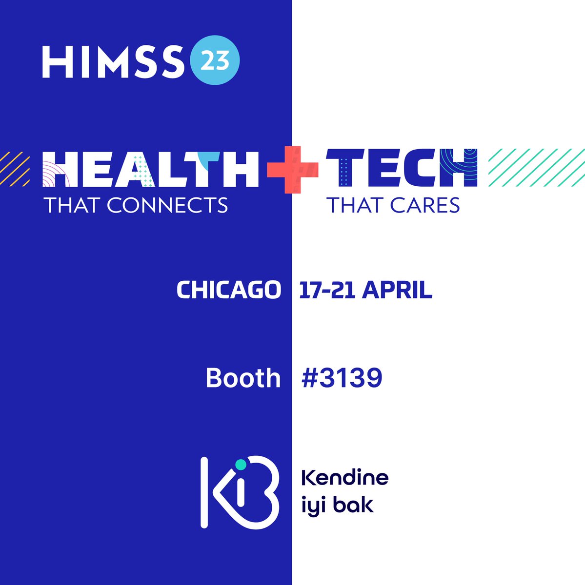 Kendine İyi Bak will be at HIMSS 2023 Chicago! 📣 

#HIMSS #himss2023 #healthtech #digitalhealth #healthcare #healthapp