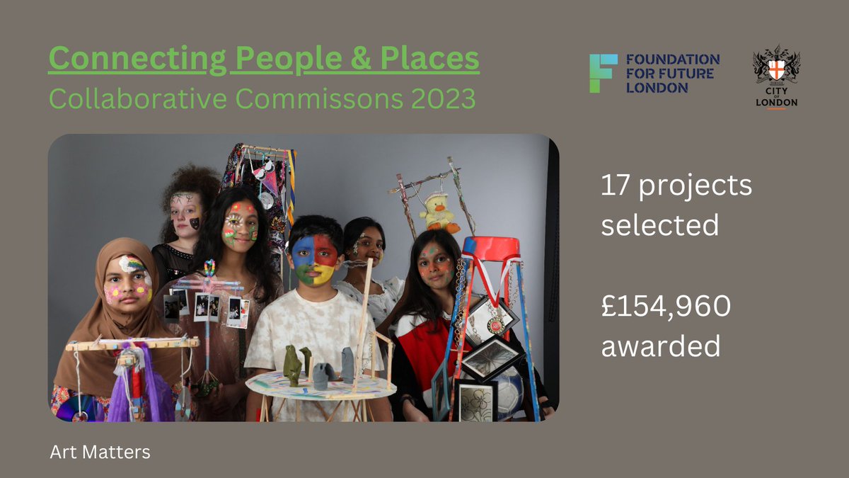 FdnFutureLondon's tweet image. Today we're announcing 17 #CollaborativeCommissions23 recipients 
 co-funder @cityoflondon 

future.london/article/announ…

@PurpleMoonDrama @THAMES_Music @lisambannon @mariebashiru @artmattersldn @davedarch @artilleryarts
@wearebce @babel_theatre @eastskills @EastsideCH @youbeyouclub