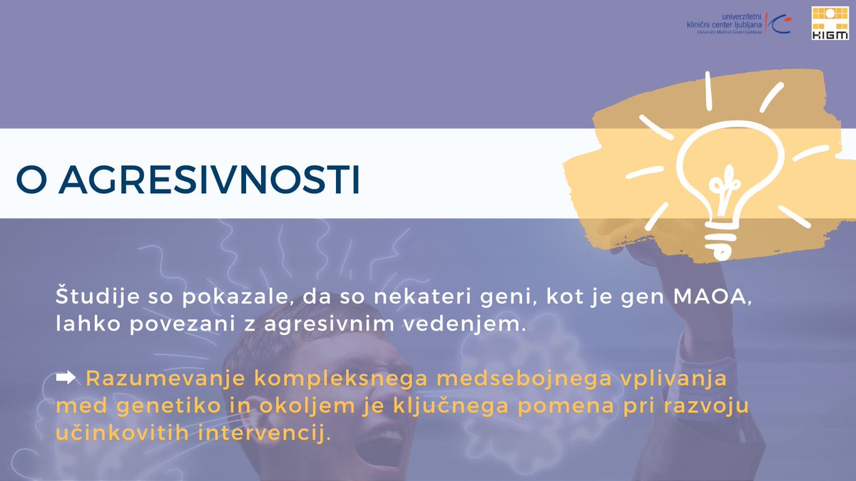 KIGMinfo's tweet photo. Zanimivost o agresivnosti! 😡 Raziskovalci so odkrili gen, ki naj bi bil kriv za agresivno vedenje ljudi. 🧬 Njihove študije so pokazale, da fantje bolj verjetno podedujejo agresivno vedenje kot pa neagresivne asocialne vzorce obnašanja. https://t.co/L77DzC22tz