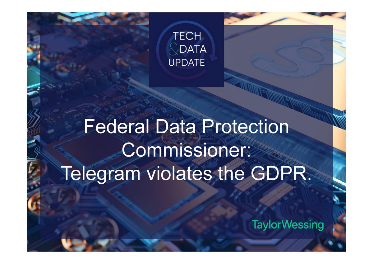 techdata_update's tweet image. The German Federal Data Protection Agency criticizes the messenger Telegram for not naming a contact person for authorities and therefore violating the GDPR. The company, which is headquartered in Dubai, is not easily accessible for authorities.