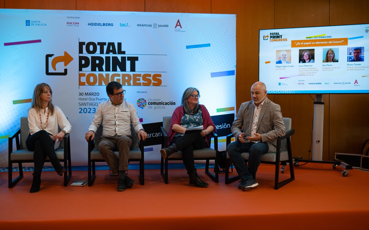 clustercomunica's tweet photo. Una muestra de lo que dio de sí el #TotalPrintCongress. Gracias a los ponentes por compartir su conocimiento y a quienes os acercasteis. El congreso ha sido posible gracias a @ricohspain - @HeidelbergSpain - tac! - Gráficas Salnés - @ateliergrafica, y el apoyo de @Xunta ¡Gracias! https://t.co/CYSl6tfbus