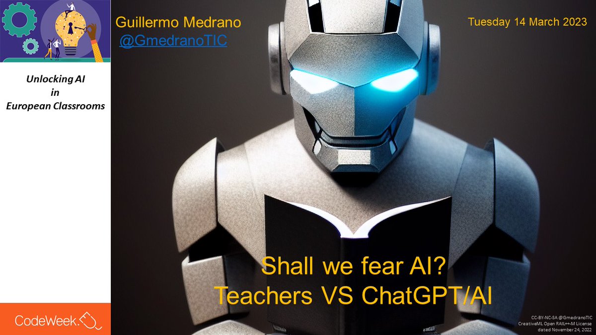 GmedranoTIC's tweet photo. I share a part of my contribution for the 1st webinar of "Unlocking AI in European Classrooms" MOOC @eu_schoolnet @CodeWeekEU 

📹https://t.co/O82AuYvmJd

And my tutorials of #IA (spanish) https://t.co/8whgySprek

#ideasparaclase #claustrovirtual #UnlockingAI #CodeWeekUnlockingAI https://t.co/8wWAwpy9Zi