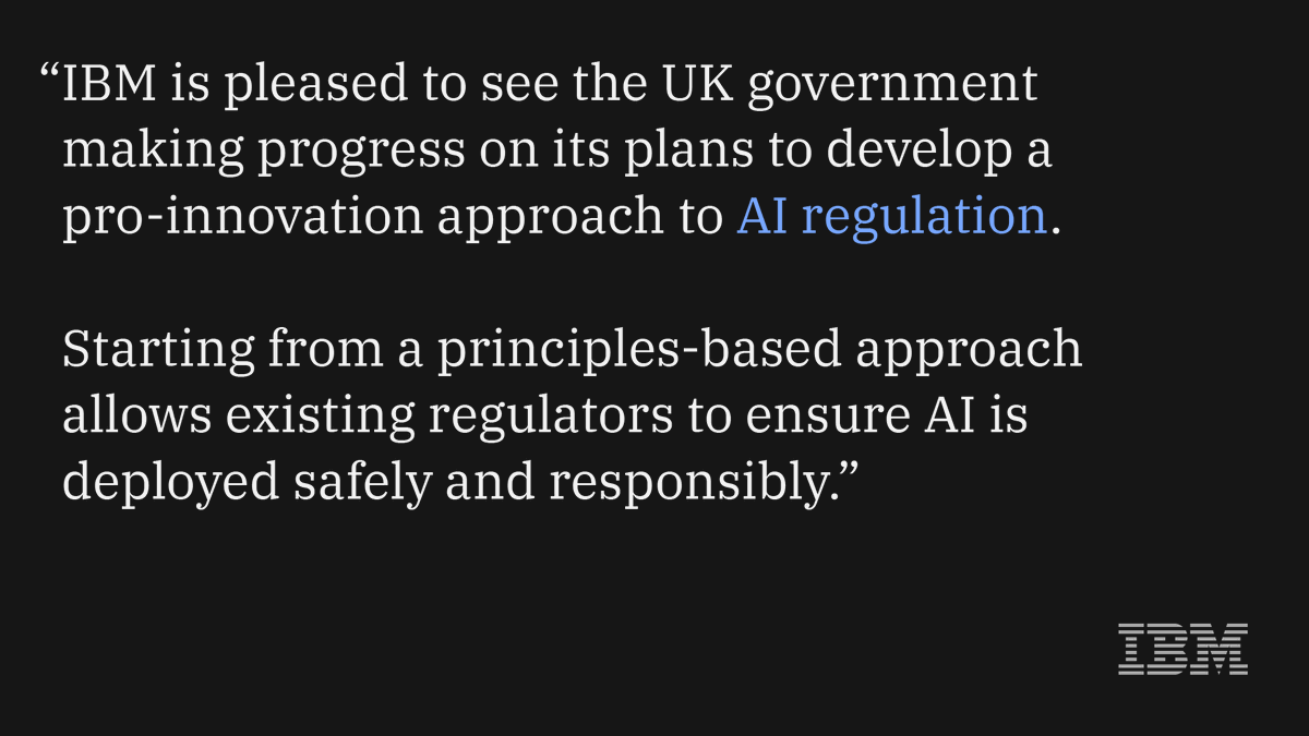 Read IBM's statement on the UK Government’s AI regulation white paper ➡ ibm.co/3nIzgbX
