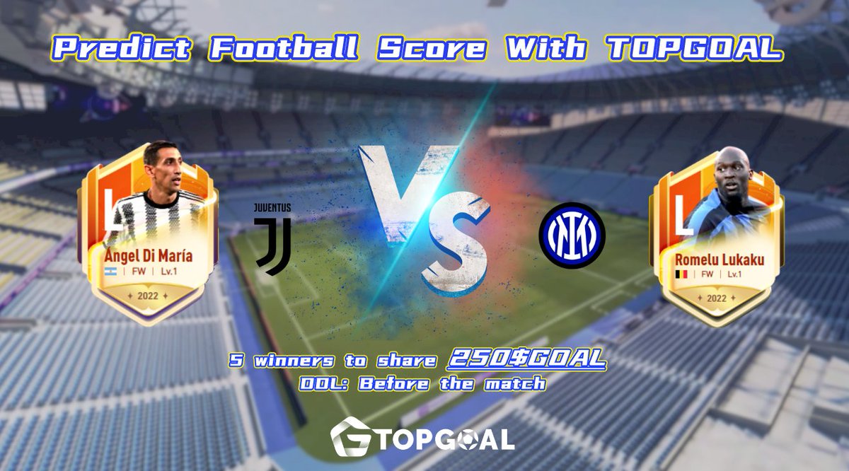 TopGoal_NFT's tweet photo. 🎰 Predict Football Score With TOPGOAL 🎰

⚒️ Upcoming match: @juventusfc vs @Inter

💸 5 winners will share 250 $GOAL

1⃣ Follow
2⃣ Tag3 +❤️+ RT
3⃣ Comment your score
⏰ Before kick-off

🤓 Good luck and happy predicting! https://t.co/Y0nmjJbSjS