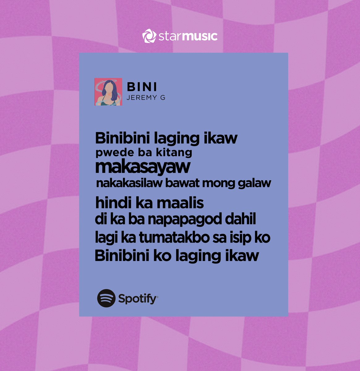 StarMusicPH's tweet photo. Tamang LSS lang with @imjeremyg’s 'BINI' ❤️
Check it out on @Spotify today!

Stream here: 🔗 https://t.co/WKaqwN4uYa

#JeremyG_BINI #JeremyG #BINI https://t.co/Pg1mtZY4Vx