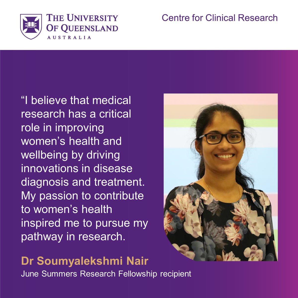 Our lab is thrilled to announce Dr Soumya Nair <a href="/drsoulek/">Soumyalekshmi Nair</a> as the first recipient of the June Summers Fellowship. The Fellowship was possible thanks to the generosity of a single donor in honour of Mrs June Summers