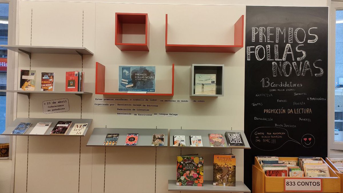 bibcoruna's tweet photo. Na Biblioteca Durán Loriga teremos este mes de abril unha mostra dos nominados aos Premios Follas Novas do Libro Galego (@PremGalaLibro), organizados conxuntamente pola @aelg @LibrariasGal e @EditorasGalegas. #bduranloriga #mostras #mostrasbibliográficas #PremiosFollasNovas https://t.co/Fdl1iWzY40