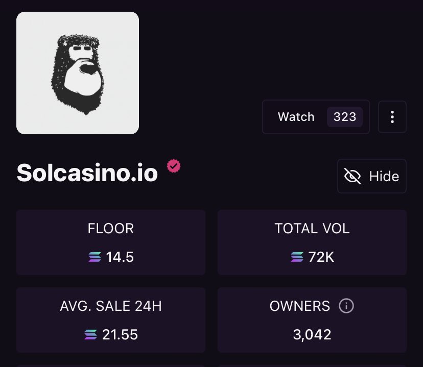 Solcasino NFT giveaway 🎰

Floor price is 14.5 $SOL 🎁

Drop your SOL address, follow &amp; RT 🔔

Ends in 24 hours ⏰