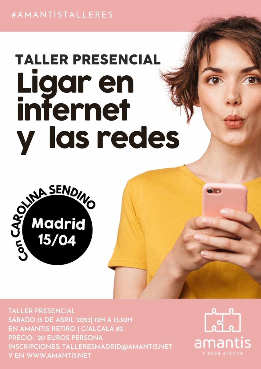 amantis_net's tweet photo. #talleresMADRID 

Taller de cuchillos con @lasvelasnegras 

Ligar en internet con @carolsendino 

Taller de Neurobiología del BDSM con @shibarhita 

Taller de Sexo y menopausia con @sexacademy_com 

Más info en talleresmadrid@amantis.net 😜

#talleresamantis
#amantisretiro https://t.co/AL2o9xTxAK