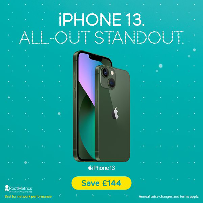 OrchardsCentre's tweet photo. Get iPhone 13, Save a massive £144 on the UK’s best network. Plus get Apple Fitness+ free for up to 6 months with @EE! https://t.co/NE7fUSExXD