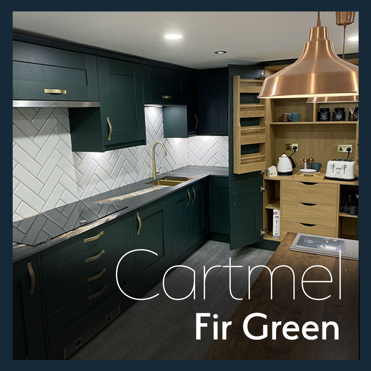 OnTrendKitchens's tweet photo. On-Trend retailer, Maclaughlins Kitchens, recently updated their showroom with this stunning Cartmel Fir Green display, including the much sought-after Butlers Pantry! If you need a new kitchen in Leigh, Wigan or Bolton, why not give them a  try? https://t.co/eW8c7qj8Qs