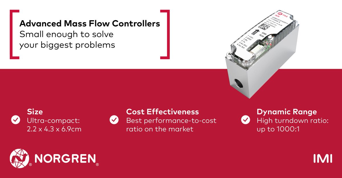 NorgrenNews's tweet image. Small enough to solve your biggest problems!

Norgren’s most advanced #MassFlowController (MFC) addresses the most crucial #LifeScience industry challenges relating to dynamic range, size and cost efficiency. 

👉 Want to know more? imi.pe/jthj50NqvjH 

#Norgren #CHIPREG