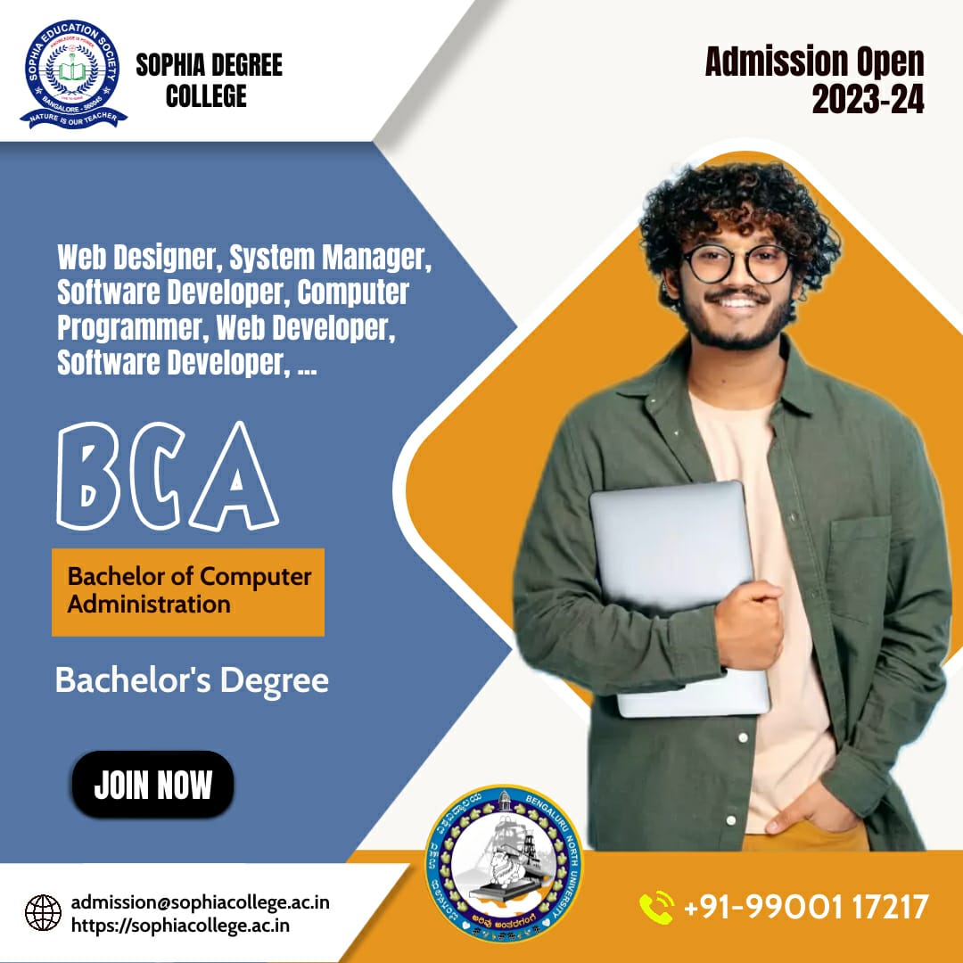SophiaDegCol's tweet image. &quot;Experience Exceptional Education at Sophia Degree College - Unlock Your Potential and Reach Your Goals!&quot;

Visit us:
sophiacollege.ac.in

Contact us: wa.me/919900117217

#BCA #BachelorOfComputerApplications #ITEducation #ComputerScience #HigherEducation #CollegeLife