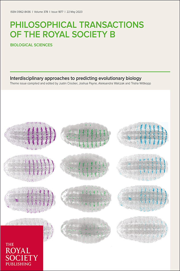 This new theme issue of #PhilTransB brings together interdisciplinary approaches to predicting #EvolutionaryBiology. Edited by @JustinMCrocker, @joshualevipayne, Aleksandra Walczak and @twittkopp. Read here: bit.ly/PTB1877