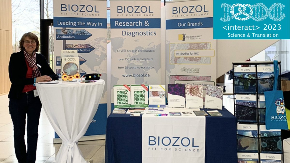 BIOZOL_GmbH's tweet photo. 👩‍🔬👨‍🔬Greetings from the @interactmunich
Our colleague Dr. Petra Voland was happy to answer all your questions about BIOZOL, our partner companies and our brands dianova and HISTOPRIME

🎁 We are especially proud to be the sponsors of the scientific poster awards at the meeting https://t.co/dgw4JM1l5e