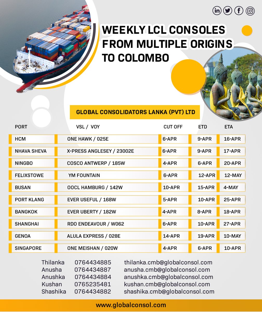 Avail top notch world class global logistics experience with GC.
#frieghtforward #shipping #ship #GC #maritime #logistics #cargo #delivery #shippingworldwide #freight #vessel #transportation #export #containership #LCL #supplychainmanagement #supplychain #freightforwarding