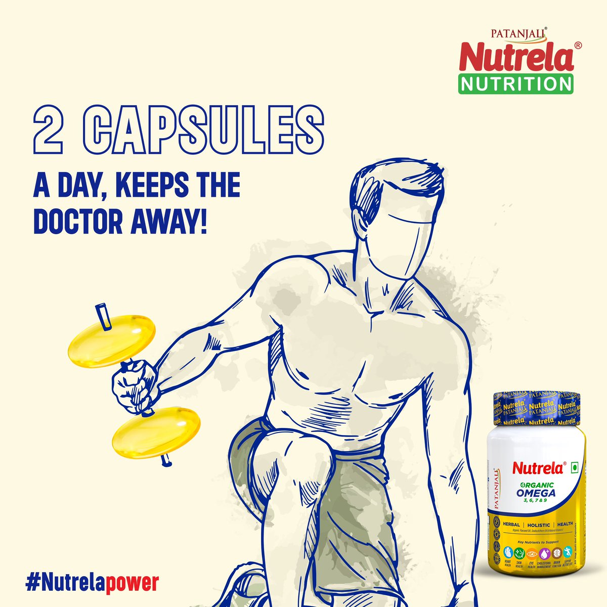 NutrelaN's tweet photo. Elevate your active lifestyle with the power of all omegas and bio-fermented vitamins in Patanjali Nutrela Organic Omega 3 6 7 9 Vegetarian Capsules. #FitnessGoals #ActiveLifestyle #HealthyBodyHealthyMind #NutrelaPower https://t.co/Z10T8sKS9N