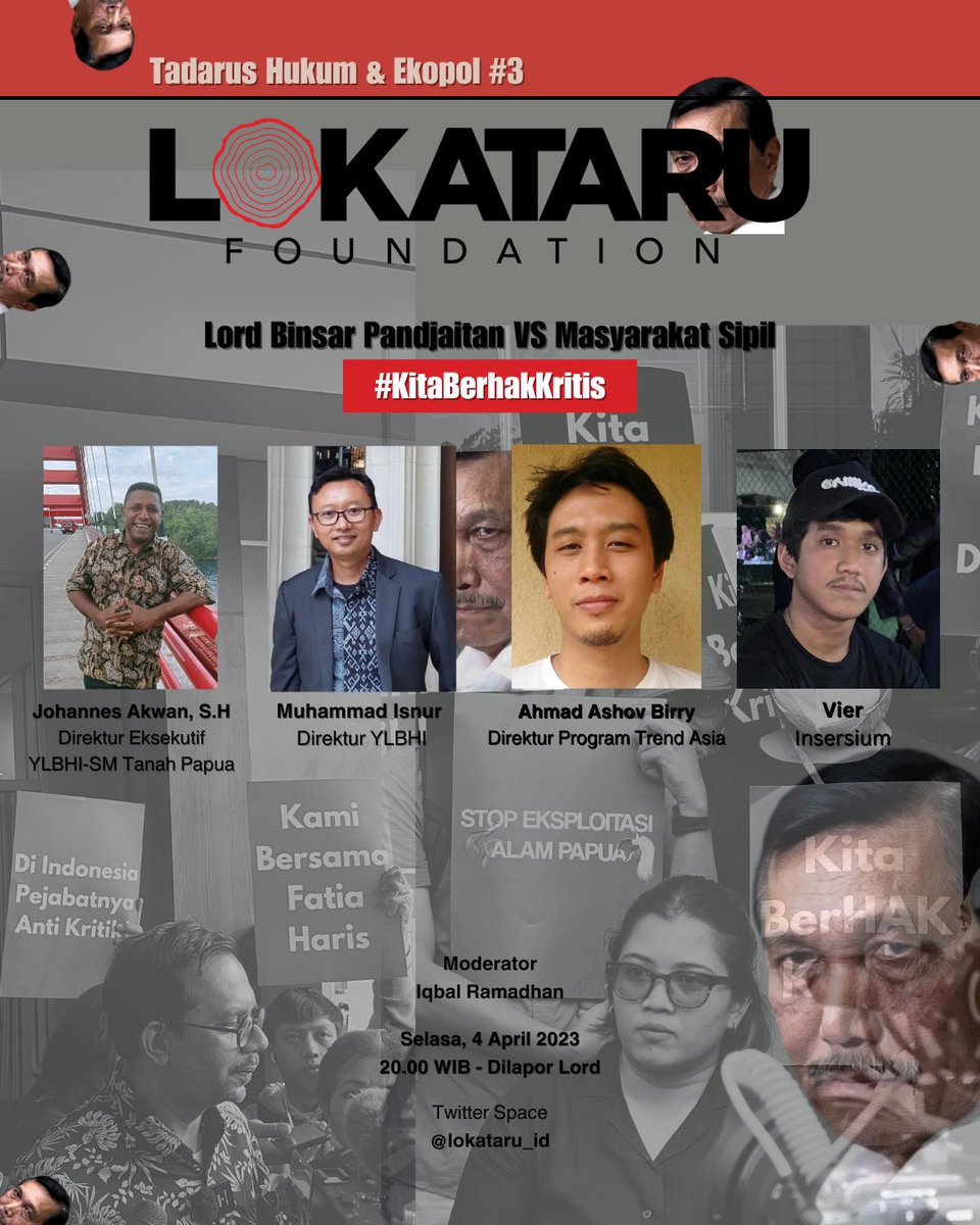 Sidang pertama Fatia Haris telah digelar di PN Jakarta Timur pada Senin, 3 April 2023.

Kriminalisasi ini berawal dari diskusi Haris &amp; Fathia tentang laporan Ekonomi-Politik Penempatan Militer di Papua melalui Youtube channel Haris Azhar Kemudian, mengapa mereka dikriminalisasi?