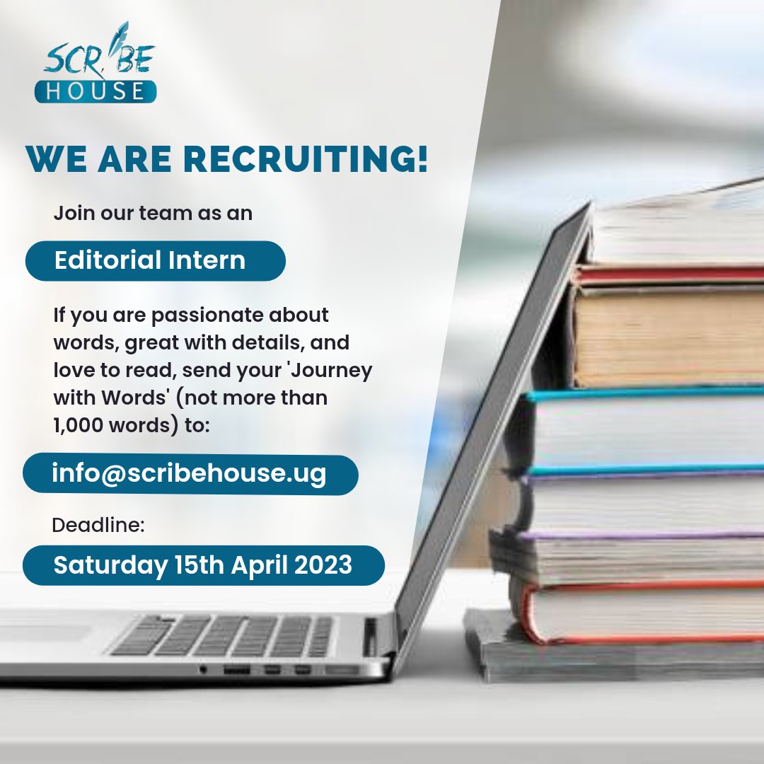 Are you passionate about books and editing, and seeking hands-on experience?
Join our team as an editorial intern.
Apply by emailing info@scribehouse.ug, or call 0781915759 for more information!
#editorialinternship #bookediting