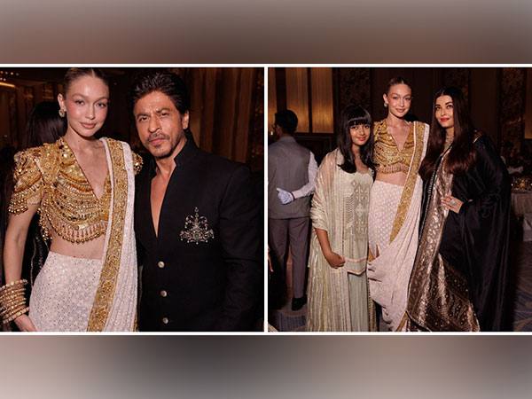 ani_digital's tweet photo. Gigi Hadid poses with SRK, Aishwarya Rai in new pics from NMACC Gala
Read @ANI Story | https://t.co/VVxVXW2FNZ
#GigiHadid #ShahRukhKhan #AishwaryaRai #NMAAC #BollywoodHungama https://t.co/0qmXR177im