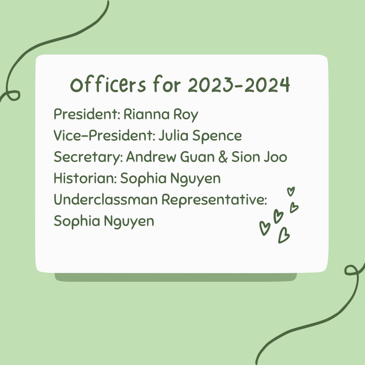 InteractDawson's tweet photo. Congrats to the new officers for 2023-2024! Can’t wait to see what y’all accomplish next year :) https://t.co/7lQ6kW48db