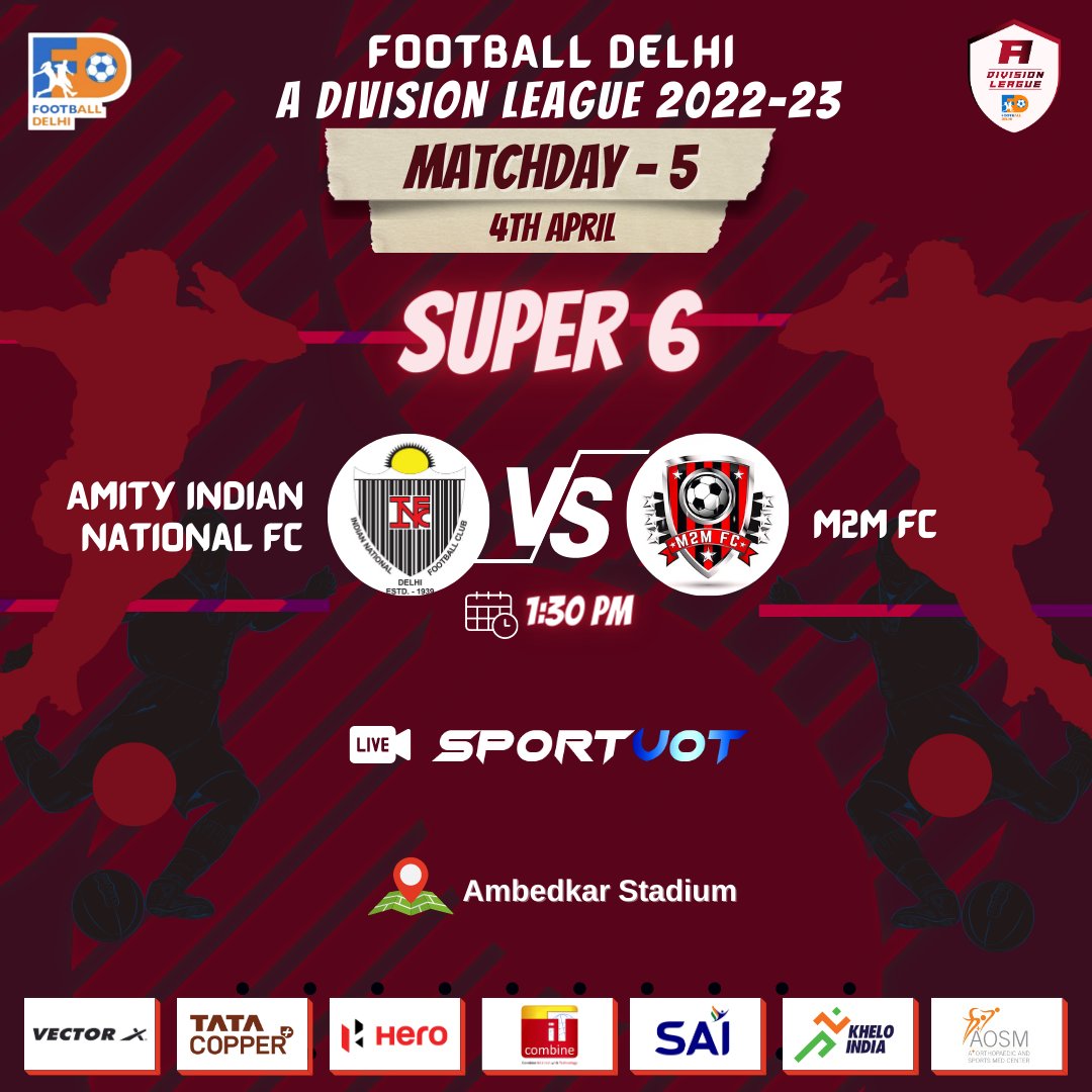 FootballDelhi's tweet photo. ๐จ ๐๐๐ฉ๐๐ ๐ฟ๐๐ฎ 0๏ธโฃ5๏ธโฃ
Amity Indian National FC ๐ M2M FC | ๐๏ธ 1:30 PM
๐ฅ Tune in on the ๐๐ฅ๐ค๐ง๐ฉ๐๐ค๐ฉ ๐ผ๐ฅ๐ฅ to watch the matches Live๐ฑ
#FootballDelhi
#FDADL #ADL #ADivisionLeague #FootballDelhiADivisionLeague
#indianfootball #kheloindia https://t.co/g6ALYVtOz4