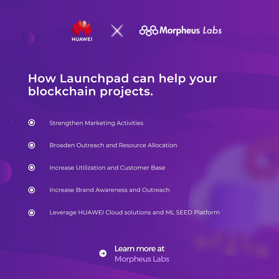 morpheuslabs_io's tweet photo. We're excited to invite you to try out Morpheus Labs Launchpad, a unique and collaborative service co-launched with HUAWEI Cloud Singapore! https://t.co/CjMvDrjODP