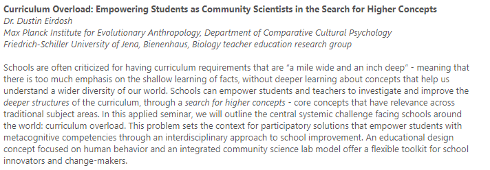 OpenEvoEd's tweet photo. Join us as we share with #ProsocialSchools @ProsocialWorld an applied seminar on #CurriculumOverload (@OECDEduSkills) and empowering youth in "the search for higher concepts" (#CommunityScience)! Register here: https://t.co/6t2ItQcEaV https://t.co/euKb9QekIp