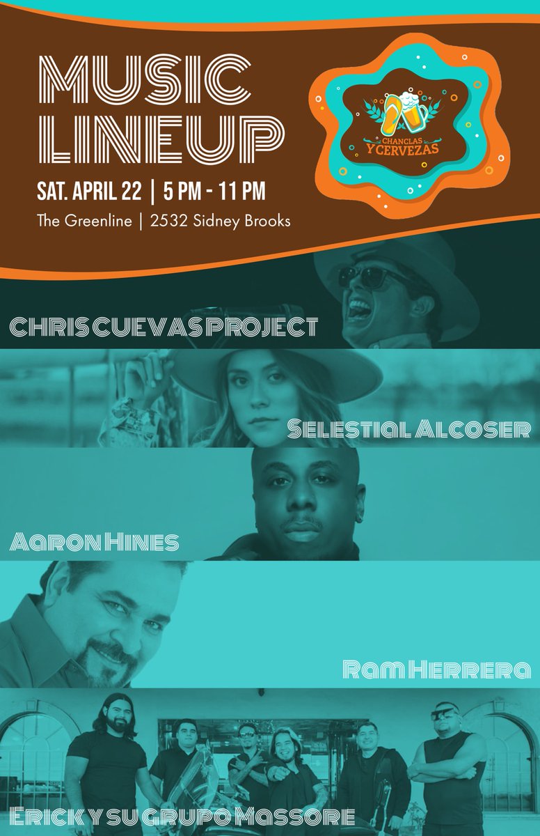 Talk about a #ChanclasYCervezas lineup! 🔥 Be sure to join us for an evening full of food, games, music, and your favorite cervezas at <a href="/TheGreenlineSA/">The Greenline SA</a> on Saturday, April 22 from 5 pm-11 pm.

Get your tickets now at bit.ly/434p8KB! 🎟 #LiveBrooks #Fiesta2023 #satx