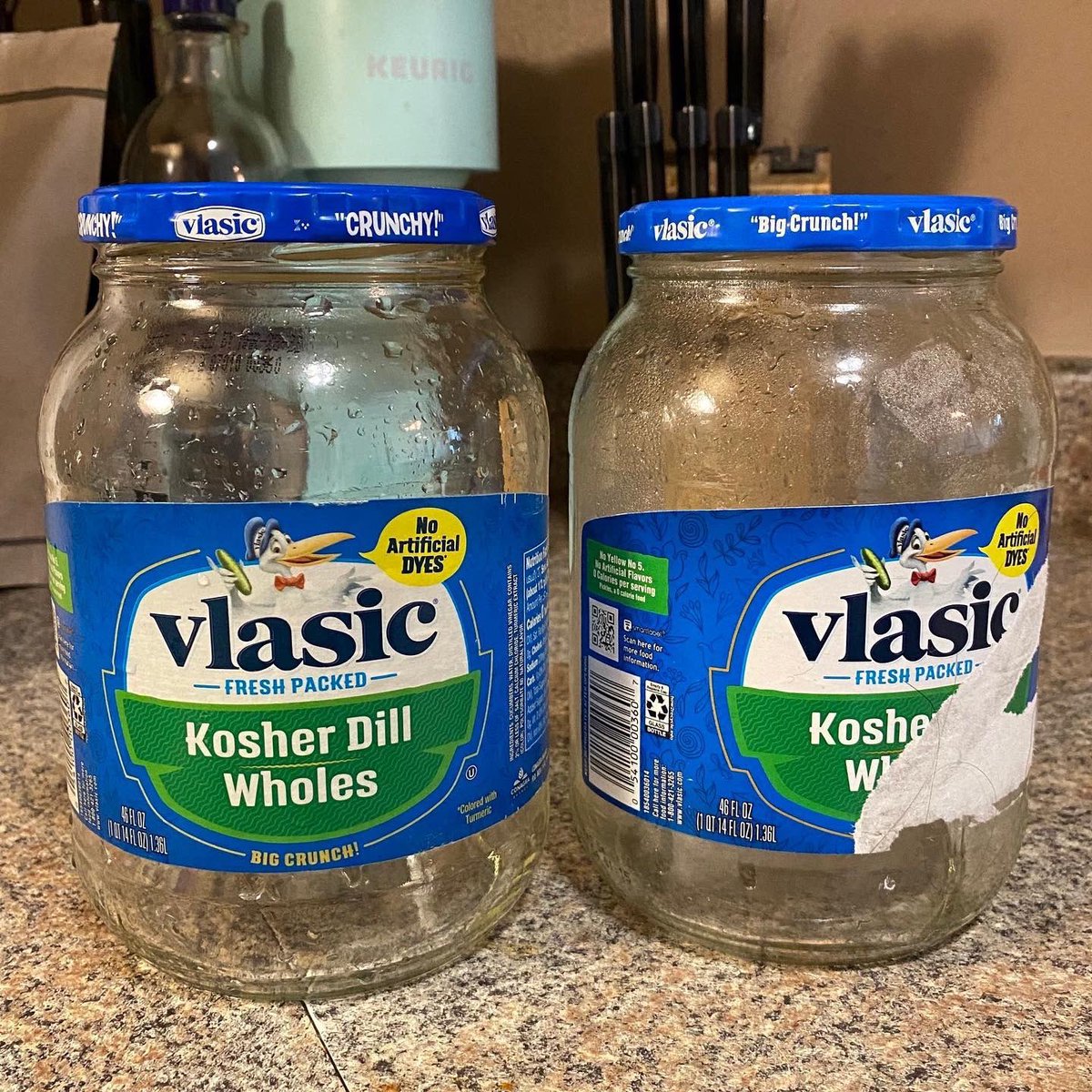 alilpicklee's tweet photo. upcycled these empty pickle jars into pretty painted vases 🌸💐🌷 https://t.co/rGZuhJyeAO
