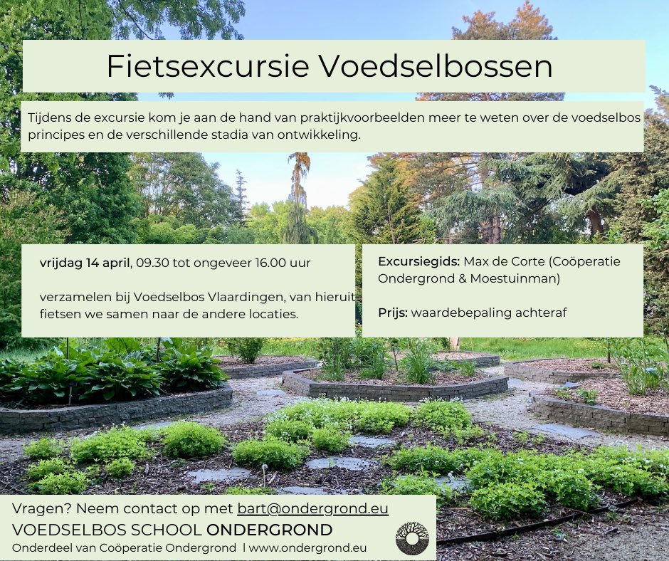 Vrijdag 14 april fietsen we langs meer dan 5 voedselbos locaties in en rondom de stad🤗 Ga je mee?😀🌳🚲  
Meer informatie en aanmelden: ondergrond.eu/activiteit/voe…