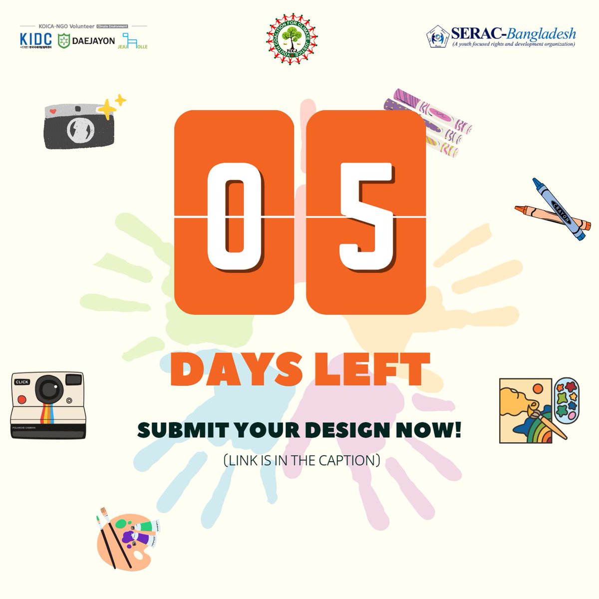 serac_bd's tweet photo. Climate Change Art & Photography Contest is ongoing! Only 08 days left! We are looking forward to seeing your creative ideas on climate change issues! Submit your idea here- https://t.co/rYt8wSRxRH……… #Climatechange #ArtContest #PhotographyContest #YCCJ #SERAC #KIDC #KOICA https://t.co/338Z55adtv