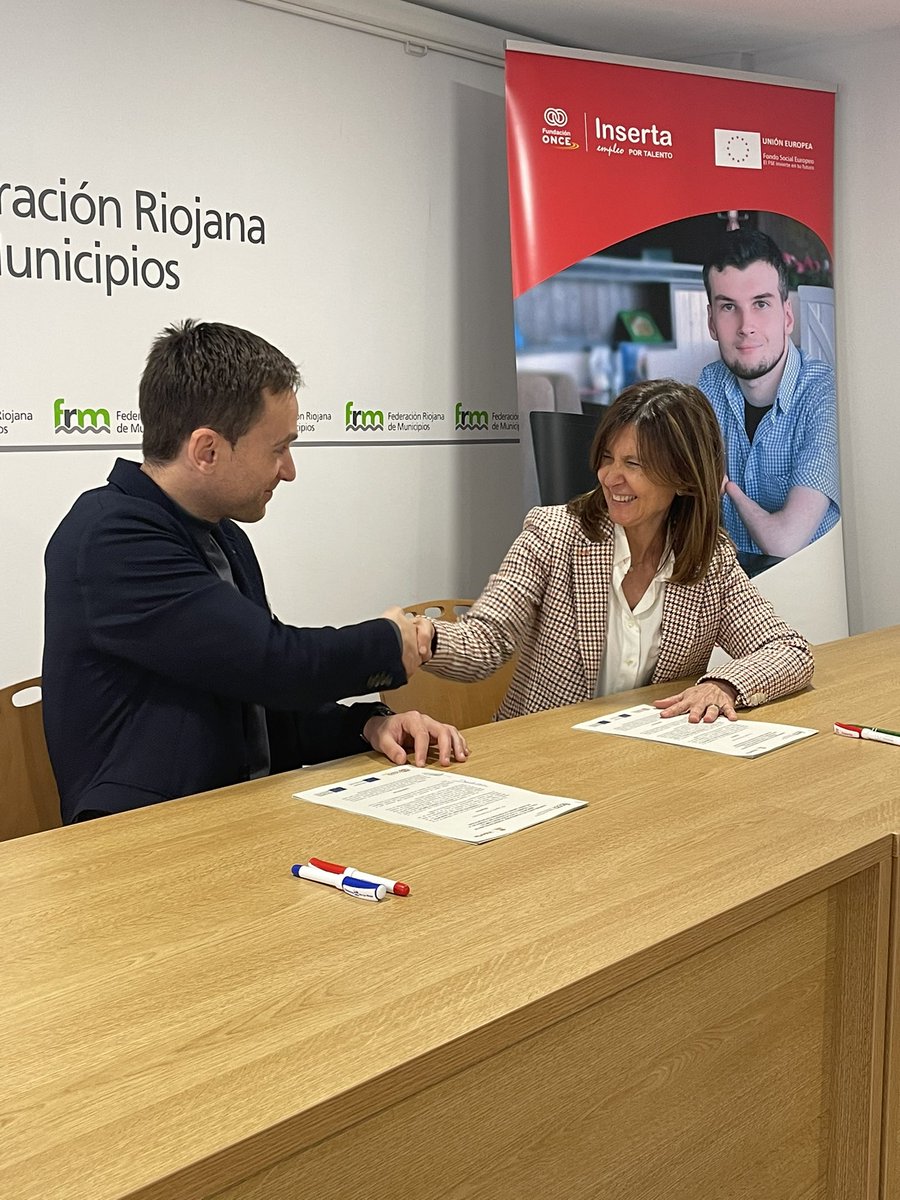 Federación Riojana de Municipios (FRM) (@frmrioja) on Twitter photo Desde la <a href="/FRMRioja/">Federación Riojana de Municipios (FRM)</a> hemos firmado un Convenio de colaboración con Inserta Empleo (<a href="/Fundacion_ONCE/">Fundación ONCE</a>) para fomentar el empleo de las personas con discapacidad.
#FRM #Municipios #LaRioja #Discapacidad #Empleo Desde la <a href="/FRMRioja/">Federación Riojana de Municipios (FRM)</a> hemos firmado un Convenio de colaboración con Inserta Empleo (<a href="/Fundacion_ONCE/">Fundación ONCE</a>) para fomentar el empleo de las personas con discapacidad.
#FRM #Municipios #LaRioja #Discapacidad #Empleo