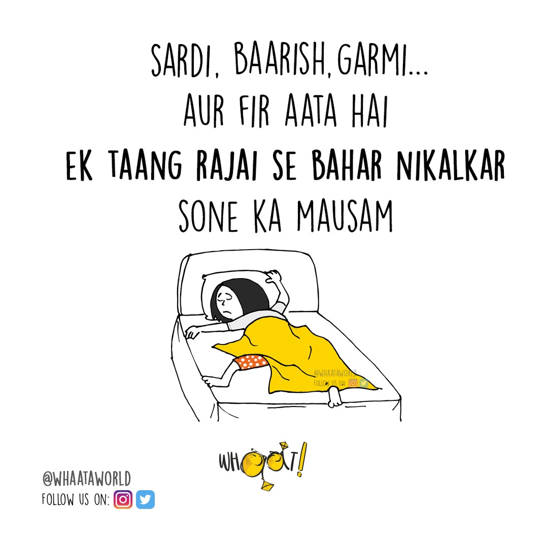 whaataworld's tweet photo. Ye wala mausam  😩 #weather #winters #summers #monsoon #whattodo #humor #whaataworld #cartoon #comics #weatherfun https://t.co/mt50Is0fOj