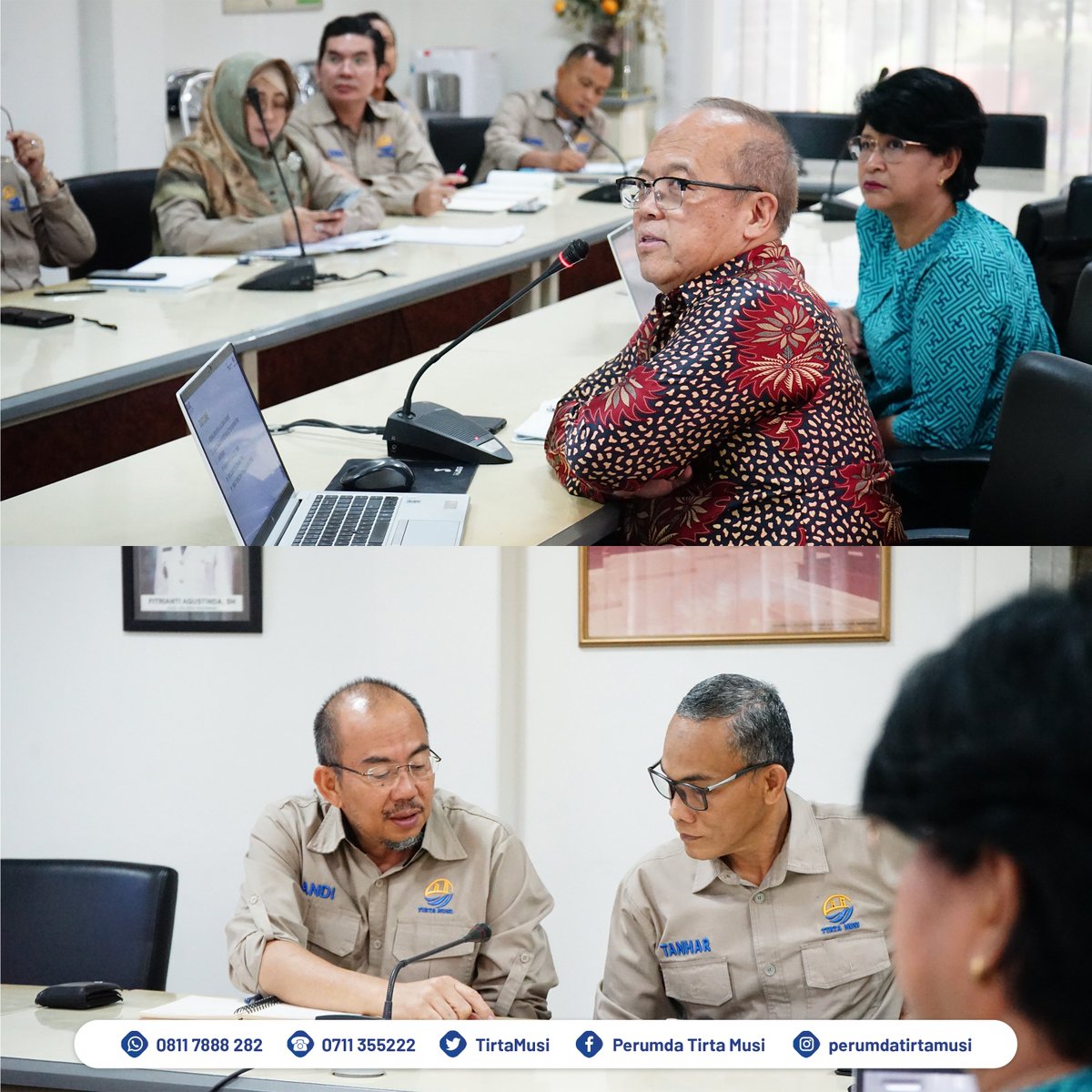 TirtaMusi's tweet photo. Selasa, 4 April 2023

Rapat Bulanan April 2023 CDTA, KIAT &amp; Perumda Tirta Musi di Ruang Rapat Gedung Utama bersama Direktur Utama, Bapak Andi Wijaya Adani, di dampingi oleh Sekretaris Perusahaan dan Manager Keuangan. https://t.co/lLybIDaXH5