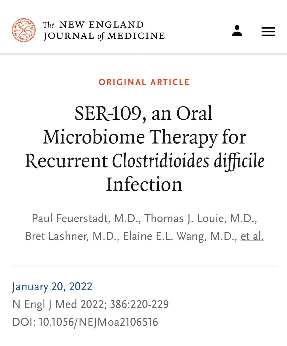 infeccHRUmalaga's tweet image. El #DrRuizMesa nos ha presentado ENSAYO CLINICO F3 @NEJM  #SERC-109➡️Comprimidos orales 💊d #microbioma terapéutica de esporas de Firmicutes. Tras episodio tratado de #Cdifficile 💩en pacientes de RIESGO aquellos que recibieron SERC-109 presentaron MENOS RECIDIVAS❌💩 (enlace🧵)